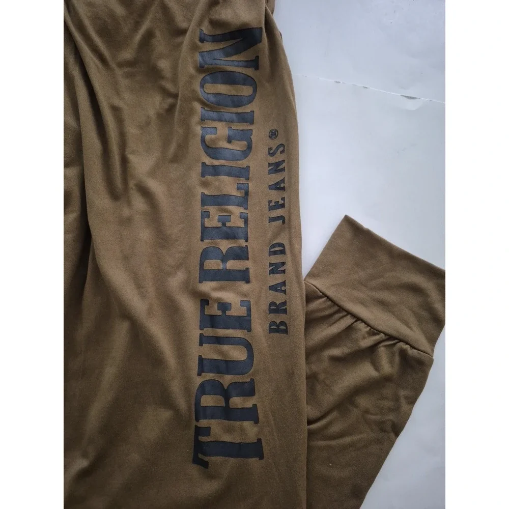 True Religion Joggers Mens Small Lightweight Loungewear Spellout Logo Drawstring